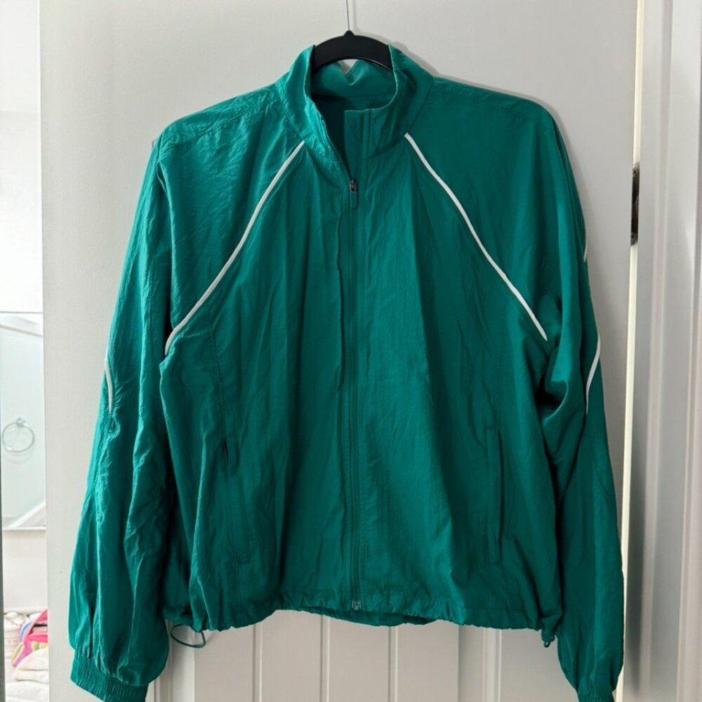 lululemon athletica Teal Zip-Up Windbreaker with White Piping